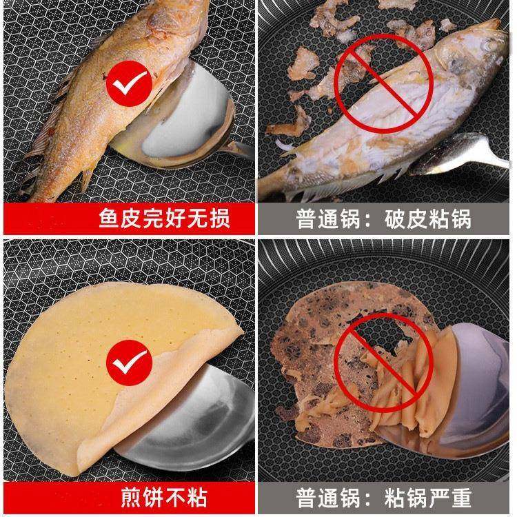 不锈菜钢煎锅带盖28底锅不粘锅家用炒双面不粘通用型平炒锅28-30C