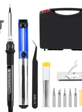 08可调电烙焊接工具盒套装黑色欧规数铁显烙铁焊接焊锡泵洛铁支W