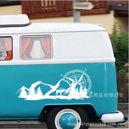 55k-202山脉盖引盖车身贴车花山脉罗盘导航汽车贴擎纸指机南针身
