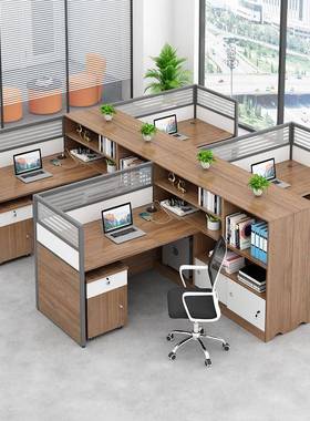 LD-854财务办代公桌椅组工员工屏l型f双人位办公桌子办公室合现隔