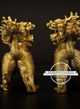 雄宝狮工雕塑铜元火麒麟居MTR摆件家开业黄铜艺礼品