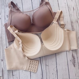 250斤大胸防下垂文胸p薄款E杯肥胖抹胸收副乳D杯全罩杯大码内衣女