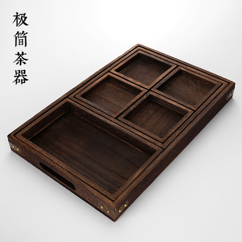 日式实木茶盘烧桐木家用小号托盘简约茶台功夫茶海点果盘套装茶具