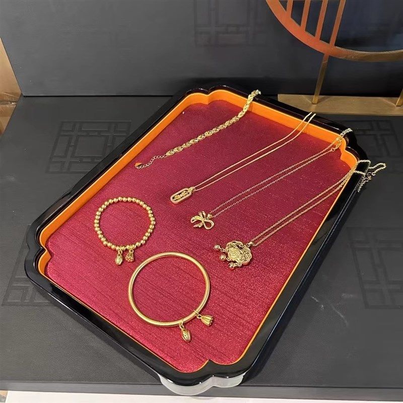 高档烤漆首饰托盘饰品盘宫廷风手串手镯戒指盘文玩收纳看货盘