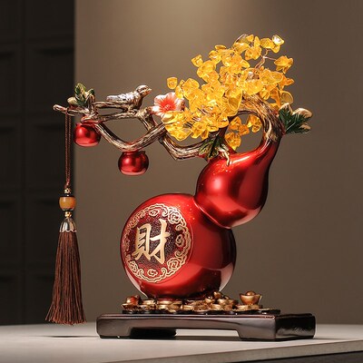 葫芦摆件招财镇宅福字发财树高级感客厅玄关酒柜装饰乔迁新居礼品