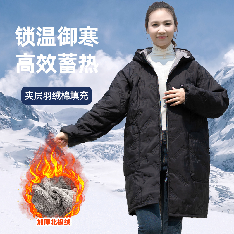 罩衣新款秋冬加绒外穿保暖工作服上班男定制logo印字加厚长袖围裙