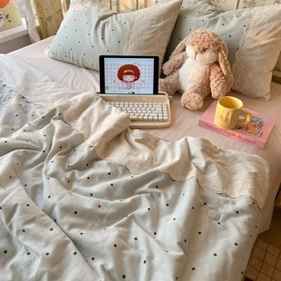 A类夏季 花边水洗棉夏凉被可机洗空调被四件套夏天薄被子单人被芯