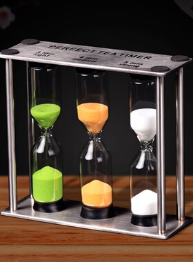 儿童刷牙沙漏计时器3/4/5分钟厨房器个性流沙瓶防摔小摆件