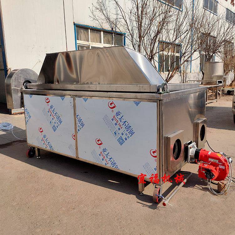柴油加热豆泡油炸机 自动出料豆泡油炸锅 豆腐泡油炸生产线