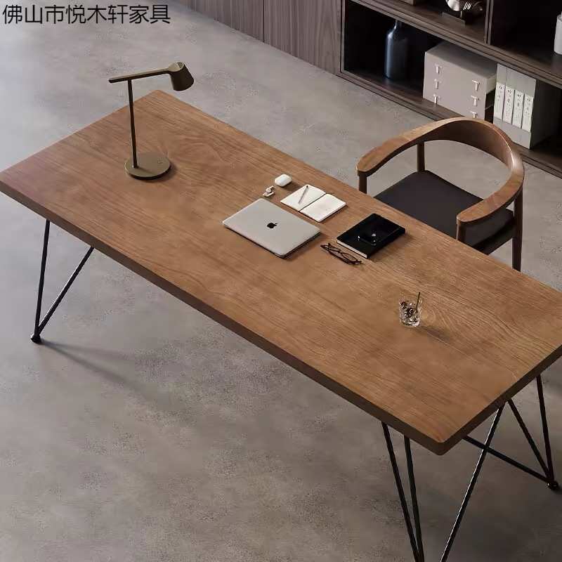 北欧实木办公桌台式电脑桌家用简约办公桌大板书桌现代长条写字桌
