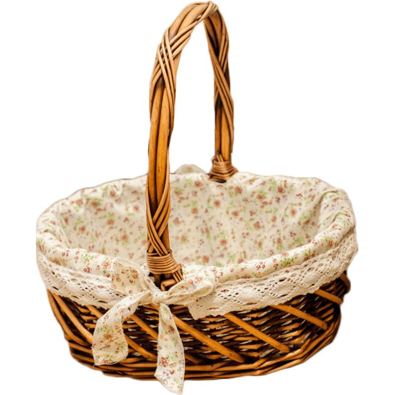 装水果篮手提篮子礼品篮子水果店郊游野餐小篮子藤编手提篮子藤条