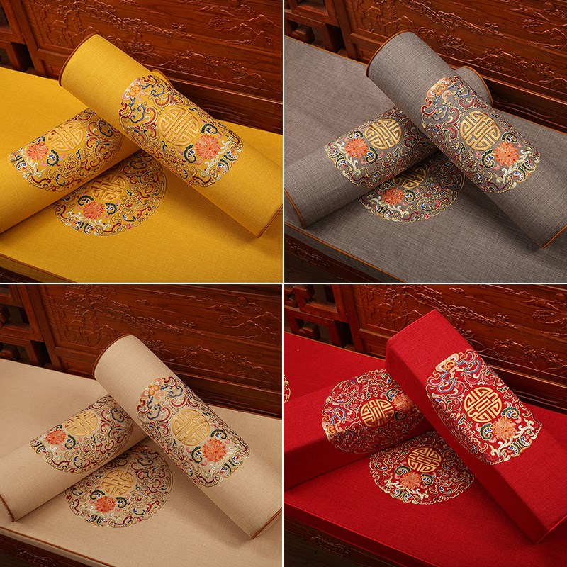 新中式红木沙发圆扶手枕靠垫客厅实木家具方形长条糖果枕定制