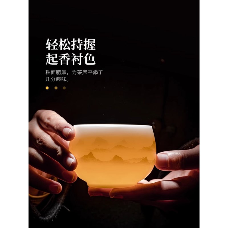 冰种玉瓷茶杯主人杯个人陶瓷单杯品茗杯功夫茶具茶盏定制