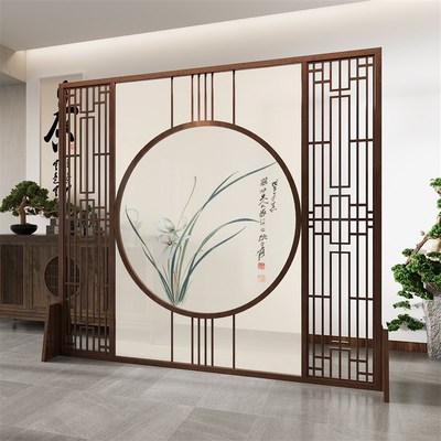 新中式屏风隔断客厅2025新款入户玄关别墅办公室茶室酒店实木遮挡