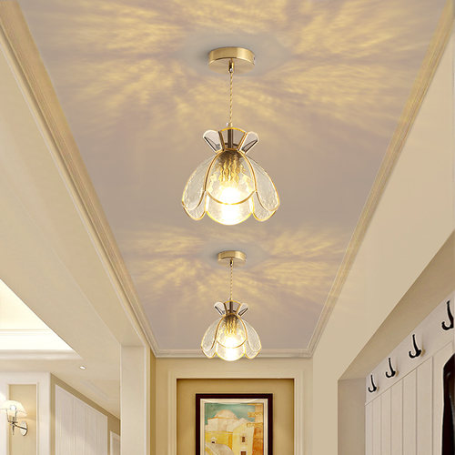 全铜玄关过c道灯走廊灯入户灯门厅灯阳台灯美式简约衣帽间吊灯筒