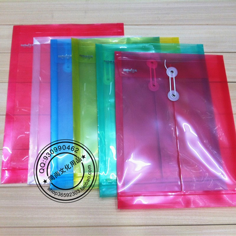 A4塑料文件袋PP透明缠绳塑料档案袋F4立体档案袋 缠绳防水资料袋
