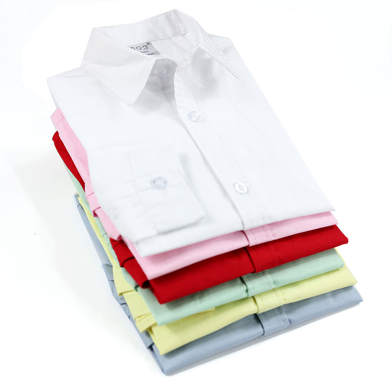 男童白衬衫儿童长袖生日花童春秋合唱表演红白多色衬衣花童校服