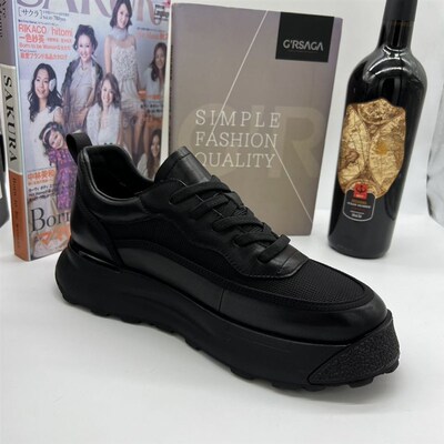 内增高厚底男鞋简约男士潮流运动鞋2024夏网面鞋松糕休闲鞋板鞋男