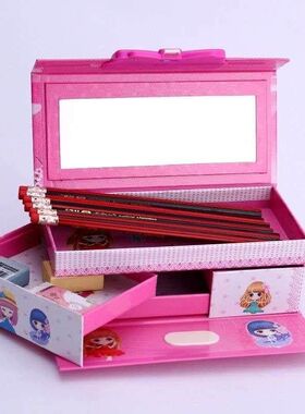 小学生密码文具盒三层多功能儿童铅笔盒五层大容量卡通男女笔盒