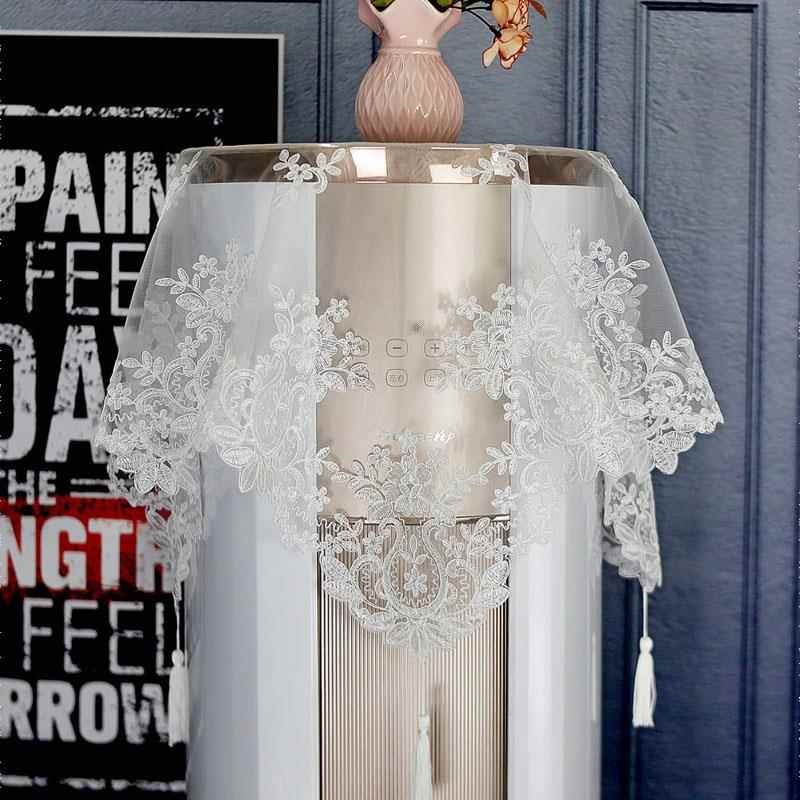 1P2R空调盖布圆柱形空调柜机立式罩防尘顶部盖巾蕾丝刺绣清新开机