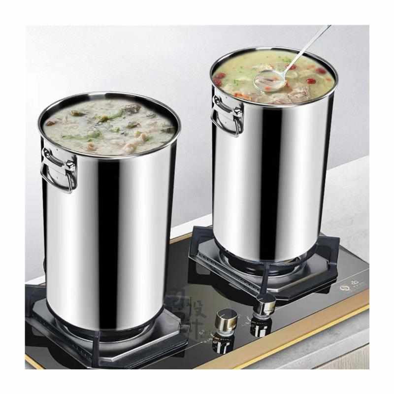 圆桶桶盖双耳储水手提汤粥带桶不锈钢水桶桶身桶大容量家用高水缸