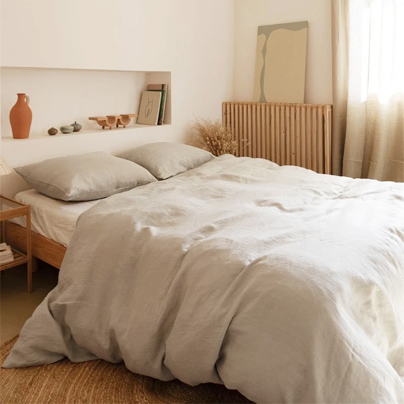 日式简约风100%天然亚麻纯色200X230被罩220X240被单定制被套单件