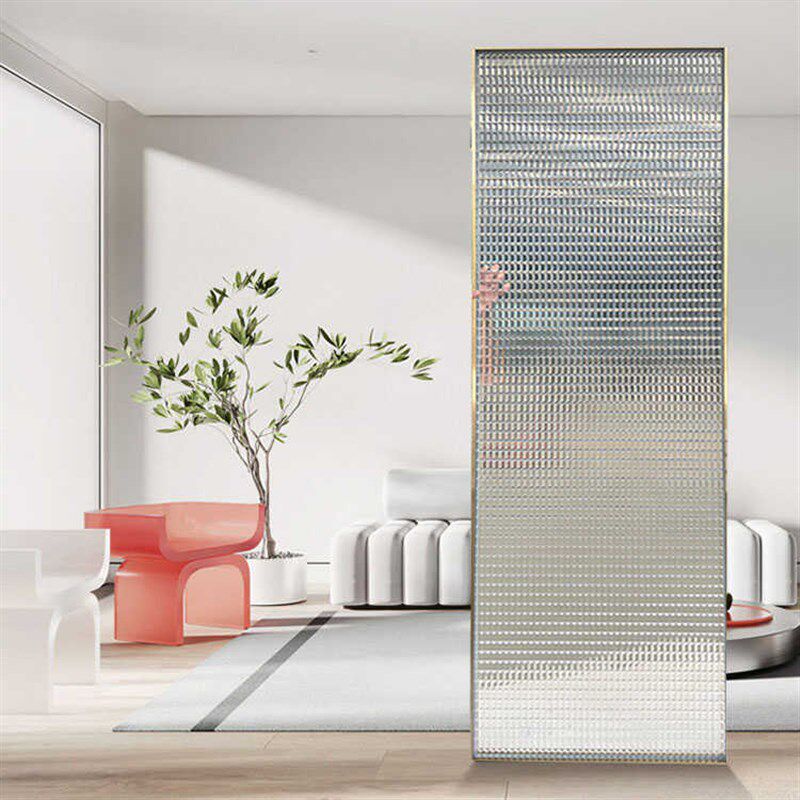 车刻艺术玻璃玄关屏风隔断定制浮雕透光夹丝电雕花钢化工艺玻璃