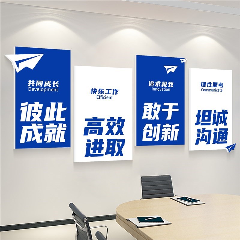 办公室氛围布置企业文化形象墙公司背景墙面装饰激励志标语贴纸画