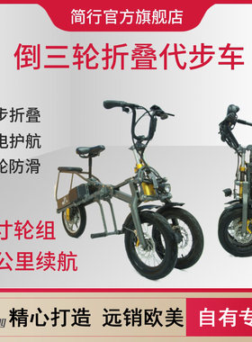 简行倒三轮折叠便携电动自行车优质J锂电亲子房车旅游代步车