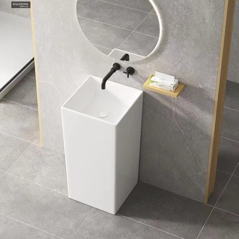 新款陶瓷立柱盆卫生间立式洗脸盆阳台一体落地式小户型洗手池圆形