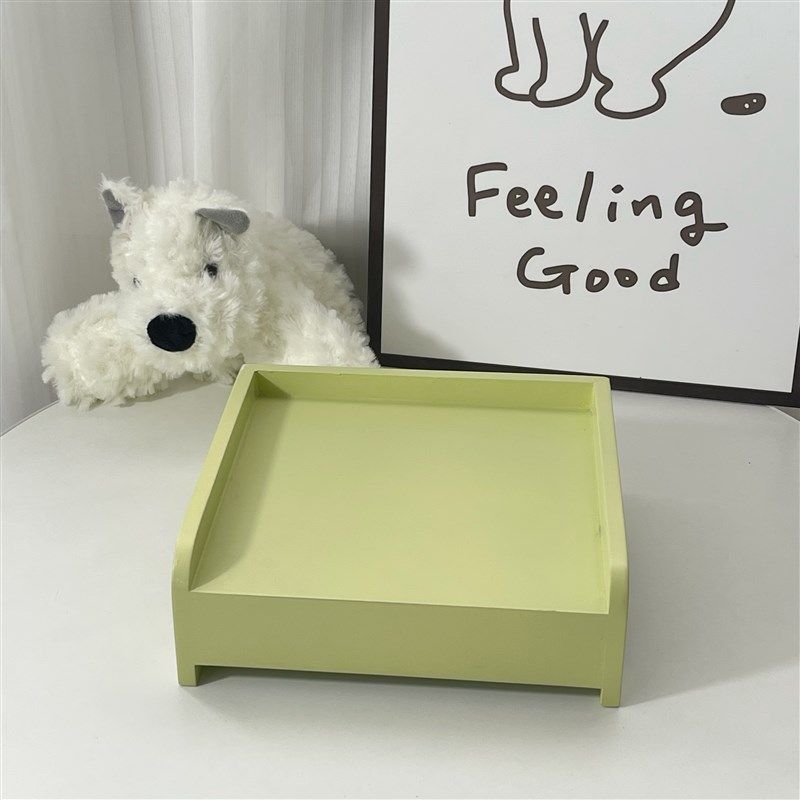 宠物餐桌ins风简约木质托盘彩色无孔护颈猫狗宠物碗架