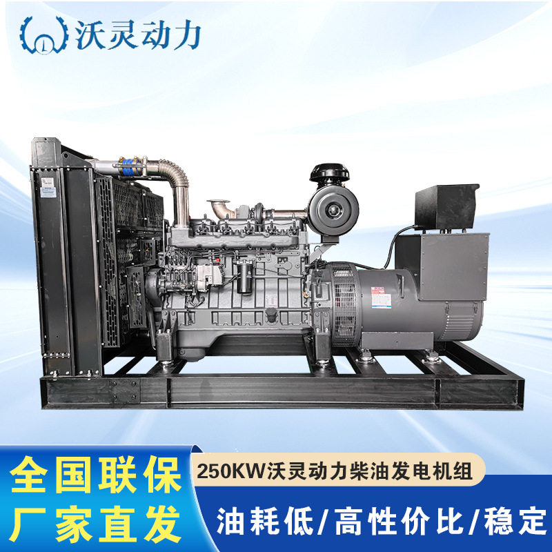 250KW上海沃灵动力柴油发电机400V全铜无刷备用发电机高性价比