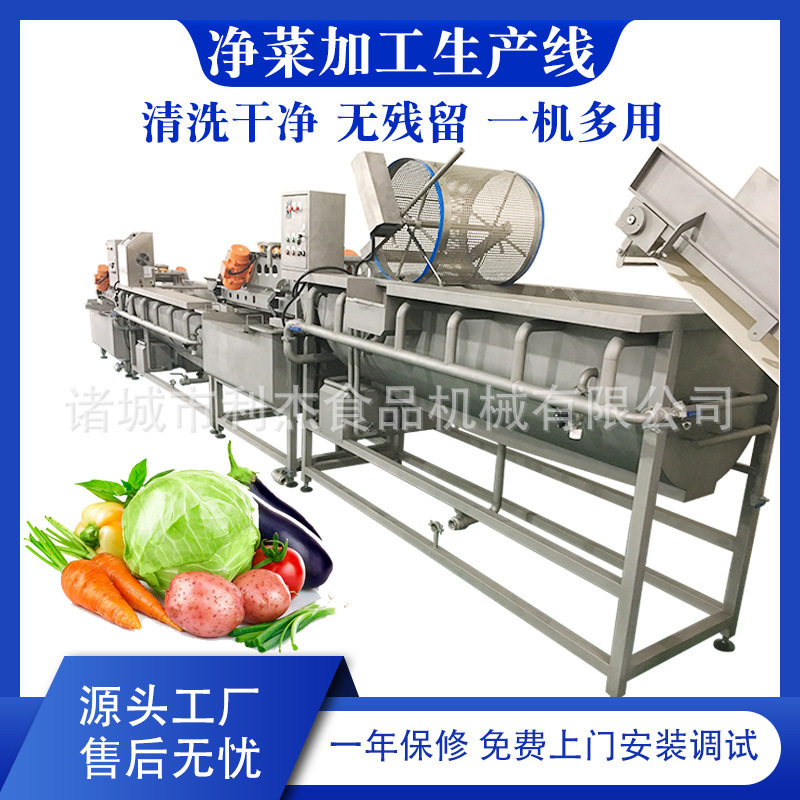 利杰果蔬海鲜气泡清洗机喷淋式不锈钢清洗线预制菜加工设备厂