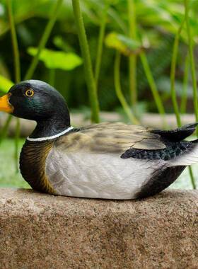 庭TB200500院池装院子仿真动物水绿头鸭子摆件喝假山水池鱼塘饰户