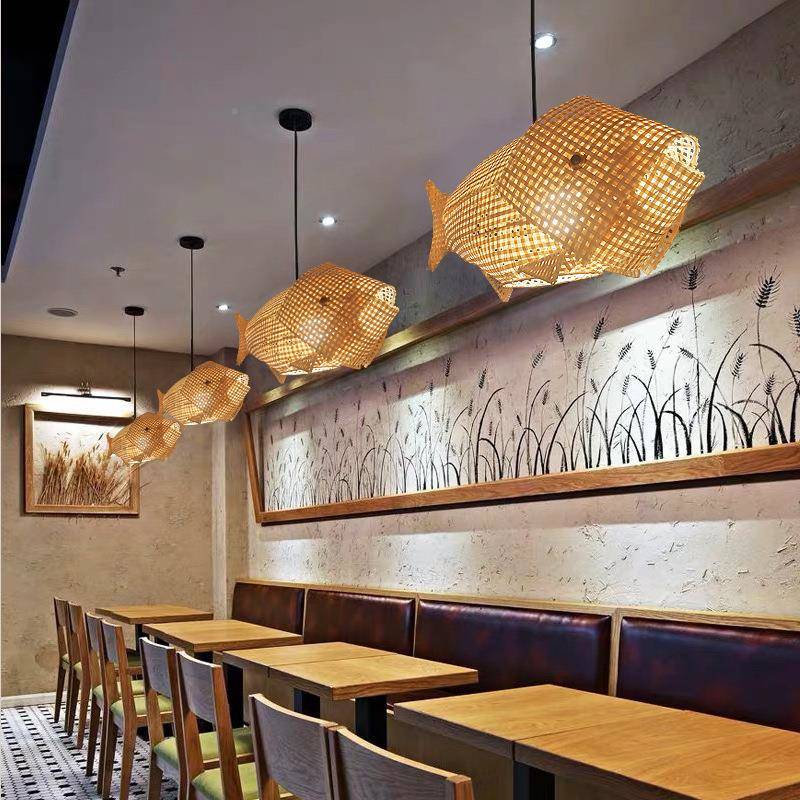 MY-059鲤鱼灯式新日中式餐厅吊灯店餐馆创意鱼寿司料理东南饭亚竹
