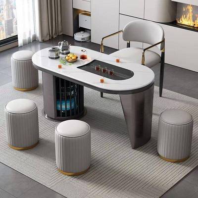 沃顿岩板一现代简轻奢风茶约桌台小茶台阳沃顿岩板办BCM公休闲二