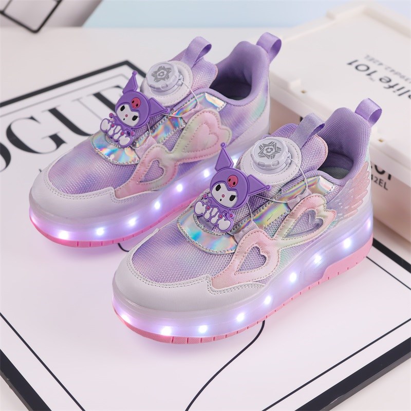 女童暴走鞋学生可收缩双轮滑轮鞋儿D童暴走鞋可充电发光男童溜冰