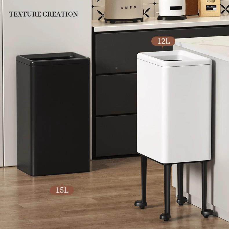 厨房免弯腰垃圾桶家用厅带可移动大高脚桶容轮客量高加脚不锈钢高