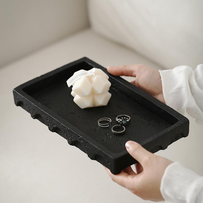 洞石感中古托盘民样板间面摆质宿件家用浴室客厅PWZ桌玄关收纳装