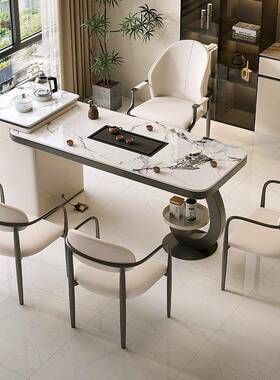 泡意式功茶夫茶椅桌组合简约现代岩板茶AEX台轻奢喝茶桌家用办公