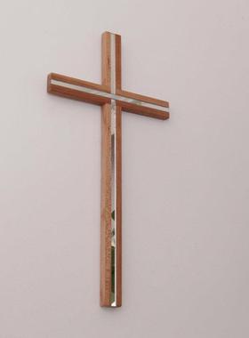 树饰家·明18035心挂美国橡木镶镜条义墙壁十字架装件现货
