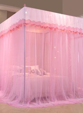 0宫廷落地蚊帐层家用卧室女心MXF双加密加厚支架三开门22少5新款