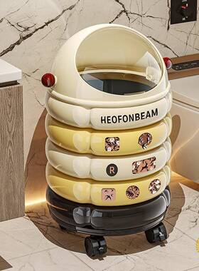 ?家用带轮圾桶厨房高客厅双桶带垃盖防F$px}$ph异可移动颜值垃圾