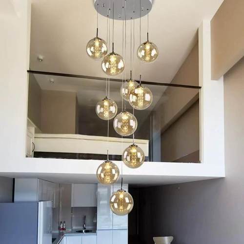 北欧楼吊灯创意客气厅灯具现复代个性别墅梯旋转长196吊灯式楼大