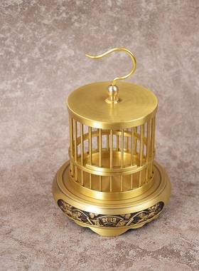 铜鸟笼宏达全黄手铜鸟笼创铜意器摆件鸟笼装饰铜品器摆件