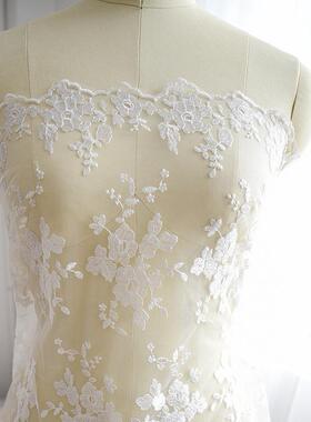 刺绣蕾丝面料服y婚纱婚庆背景布设计di手工材装LS490料衣服布料辅