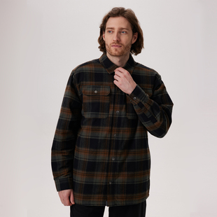 上衣 冬拼色格纹夹棉保暖衬衫 Free Country男士