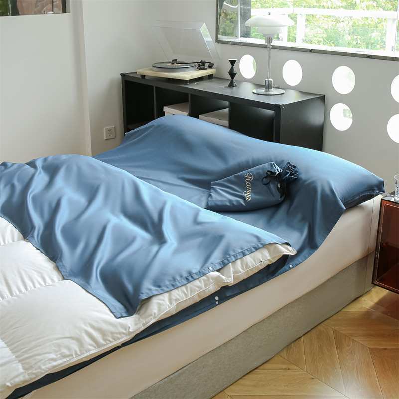 新款轻奢长绒棉旅行睡袋纯色全棉酒店隔脏单被套出差便携带睡袋