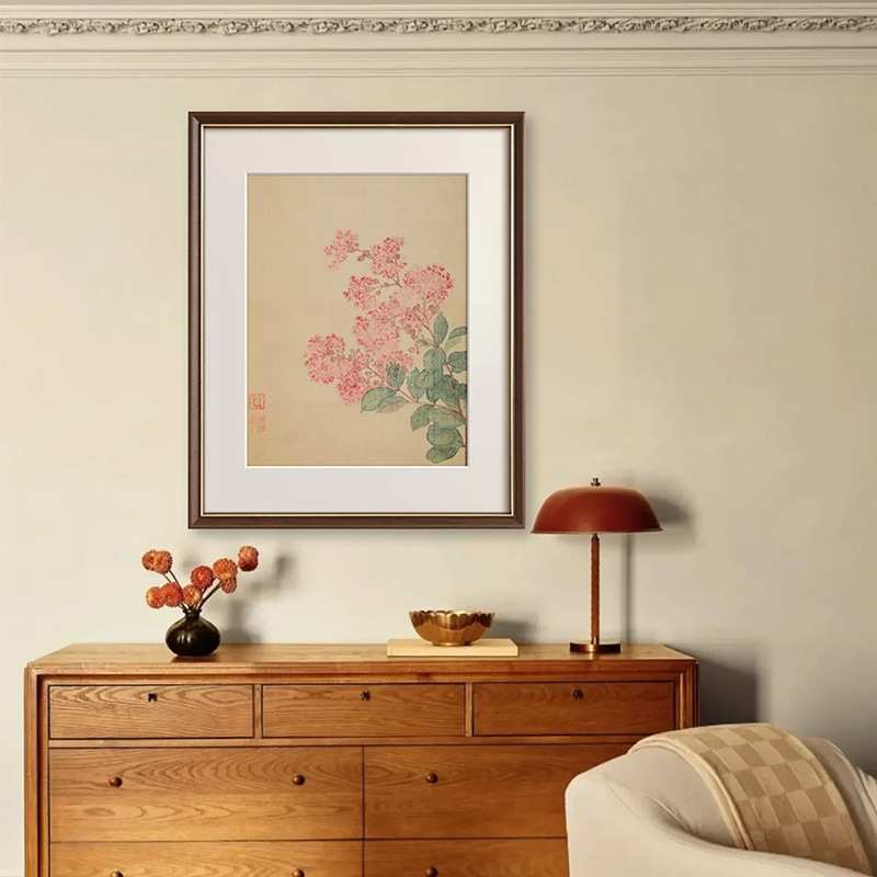 法式中国风复古客厅装饰画新中式玄关柜餐厅卧室挂画古典花卉壁画