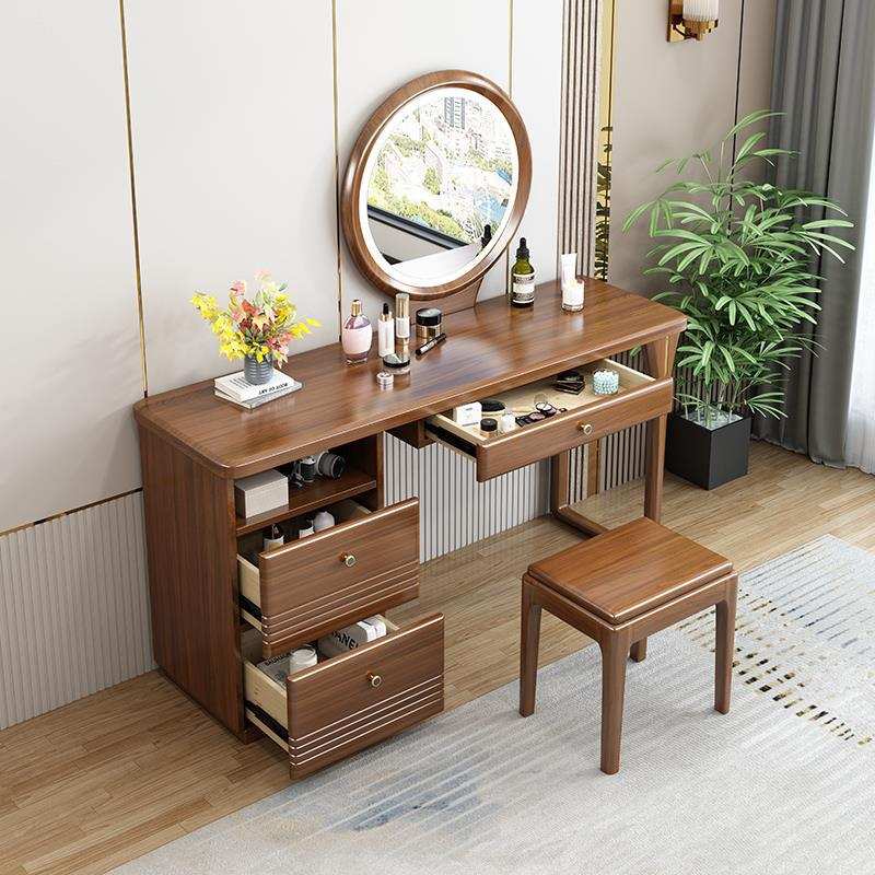 实木中式现代简约化妆柜梳妆台小户型主卧化妆桌储物带镜椅组合